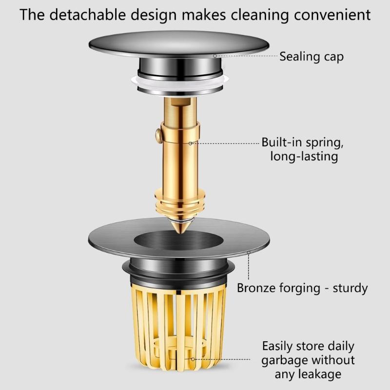 Copper Drain Filter Bounce Cores Sink Drain Plug Sink Basins Drain Basket Sink Stoppers for Bathroom Kitchen Enduring