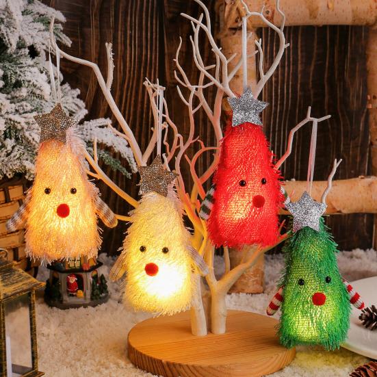 Christmas Tree-shaped Doll with Lights Star Decor Christmas Element Tabletop Decor Home Decoration Figurine