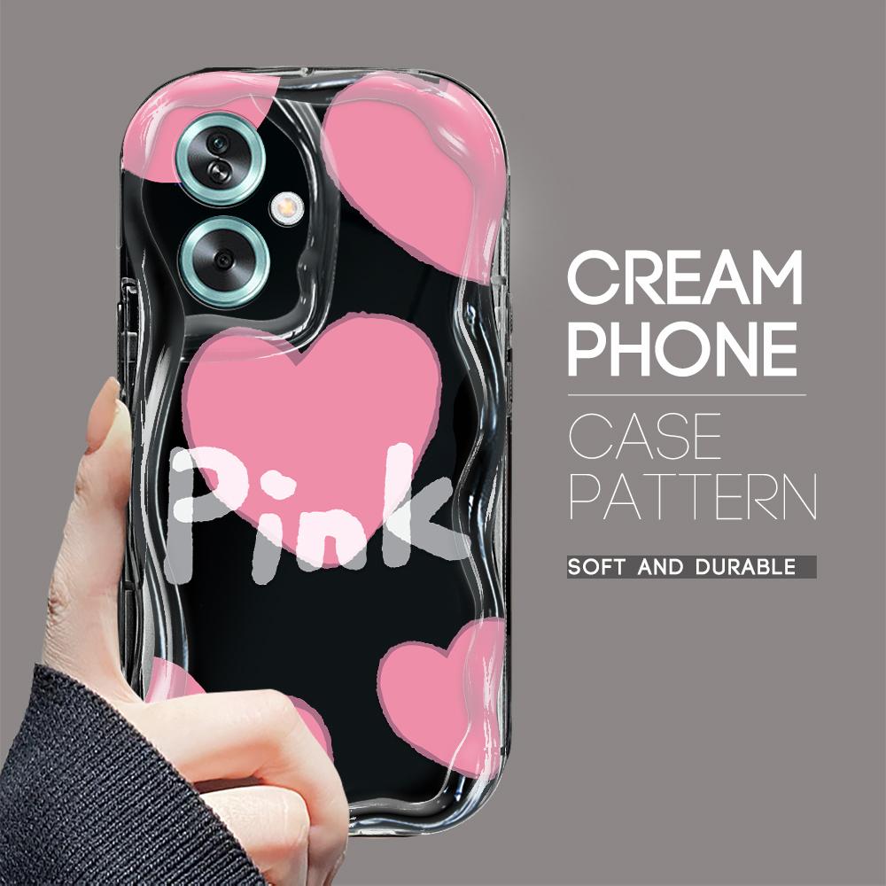 Model drăguț de desene animate Carcasă cu textura cremă cu margine ondulată Husă din silicon moale pentru telefon pentru OPPO Reno Realme