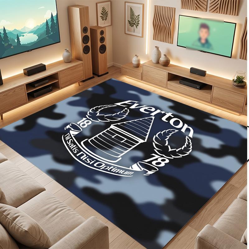 Tappeto in Velluto di Cristallo con Stampa Calcio Everton, Comodo Assorbente d'Acqua Antiscivolo Tappeto per Pavimenti Interni