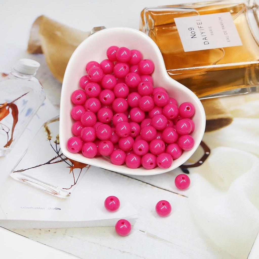 Acrylic Round Beads - Solid Candy Colors for DIY Jewelry Making and Crafts