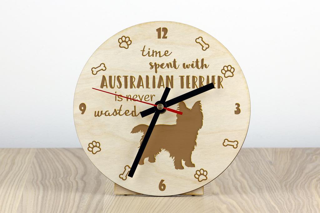 Australian Terrier, Aussie - clock with dog, wooden clock with engraving, personalised clock by Art-Dog
