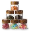 6oz Airtight Food Sealed Jars with Acacia Wood Lids,Glass Meal Prep Containers for Overnight Oats,Snack Storage,Pantry Organise