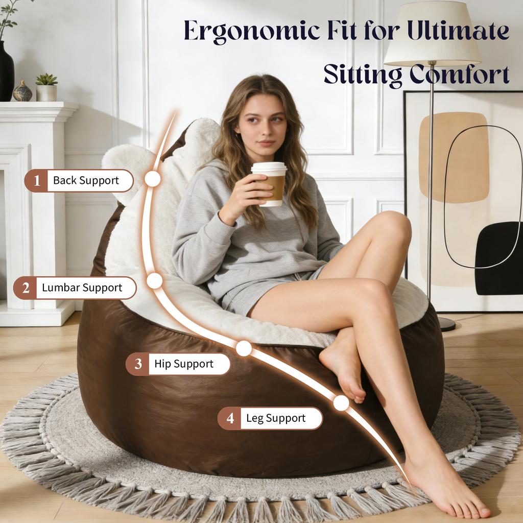 Adorable Bear-Shaped Lounger with Rounded Ears and Plush Profile for a Playful yet Relaxing Home Ambiance