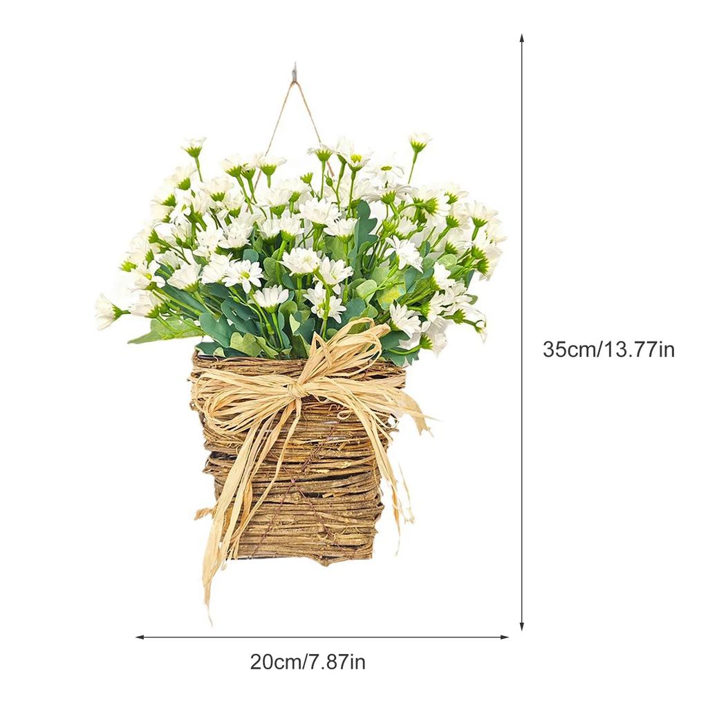 Spring Front Door Decor Dahlia Peony Flowers Basket Spring Welcome Sign Porch Farmhouse Artificial Flowers Wedding Home Decor