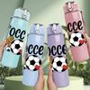1PC Soccer Mom Leopard Football 750ml Color Plastic Sports Water Bottle Leakproof Flip Straw Lid Suitable for Sports Office Home Use