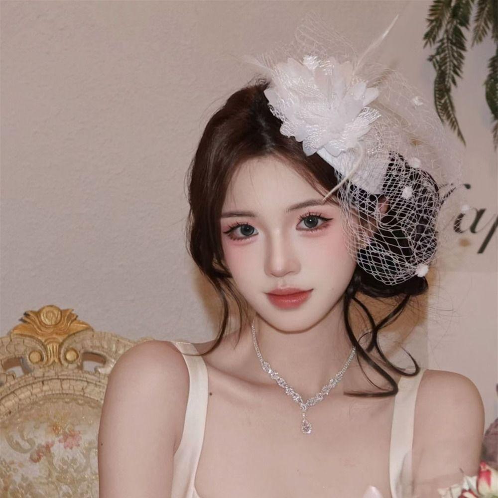 Sweet Feathers Fascinator Hat Flower Funeral Headdress Fashion Veil Hat Headwear Lady/Bride
