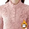 Plush Thickened Long Sleeve Lace Shirts Women's Autumn Winter Slim Fit Tops Large Size Warm Blouses