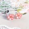 Pair of Women's 3D Cherry Blossom Stud Earrings - Elegant & Cute Rose Golden Floral Design with Pink Petals, Lightweight Comfort for Daily Wear