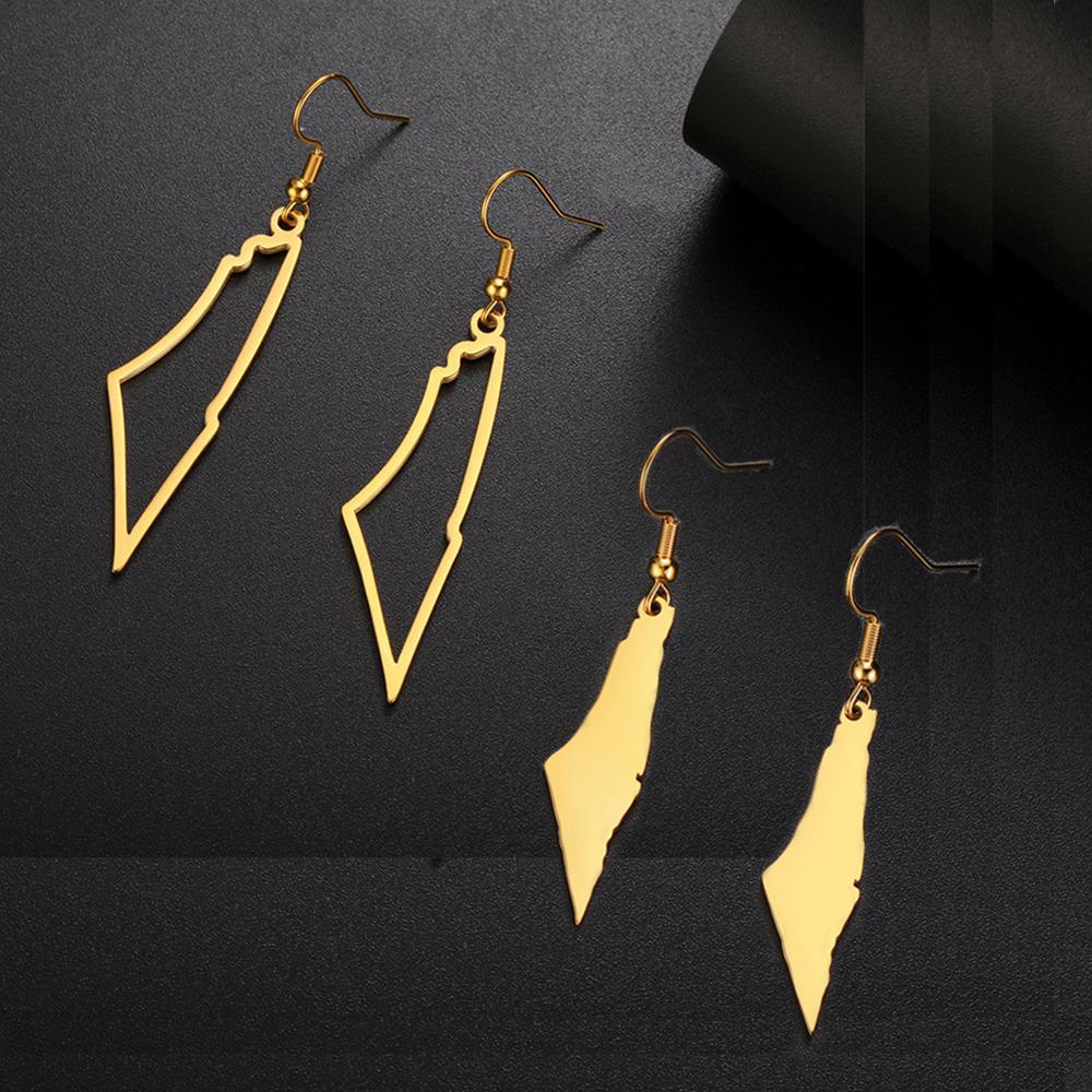 My Shape Israel Map Earrings Stainless Steel Gold Color Israel Country Outline Geography Map Pendants Earrings Jewelry Wholesale
