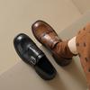Loafers Autumn Women'S Shoes Thick Heel Low Heel Low Top Shoes Carved Retro Deep Mouth Single Shoes Small Leather Shoes