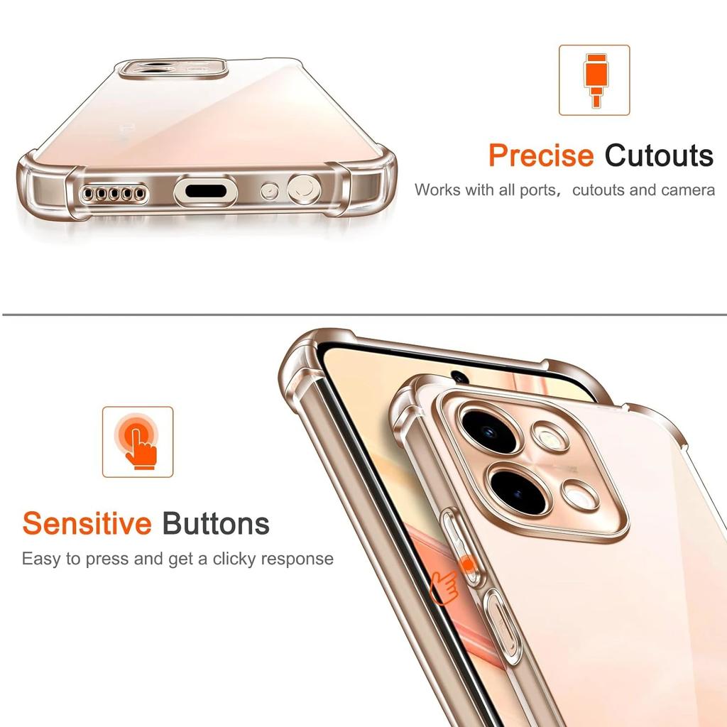TPU Transparent Case for VIVO Y28 Y03 4G Y18 Y28S 5G Protective Cover Four Corners Shockproof Bumper Coque Fundas