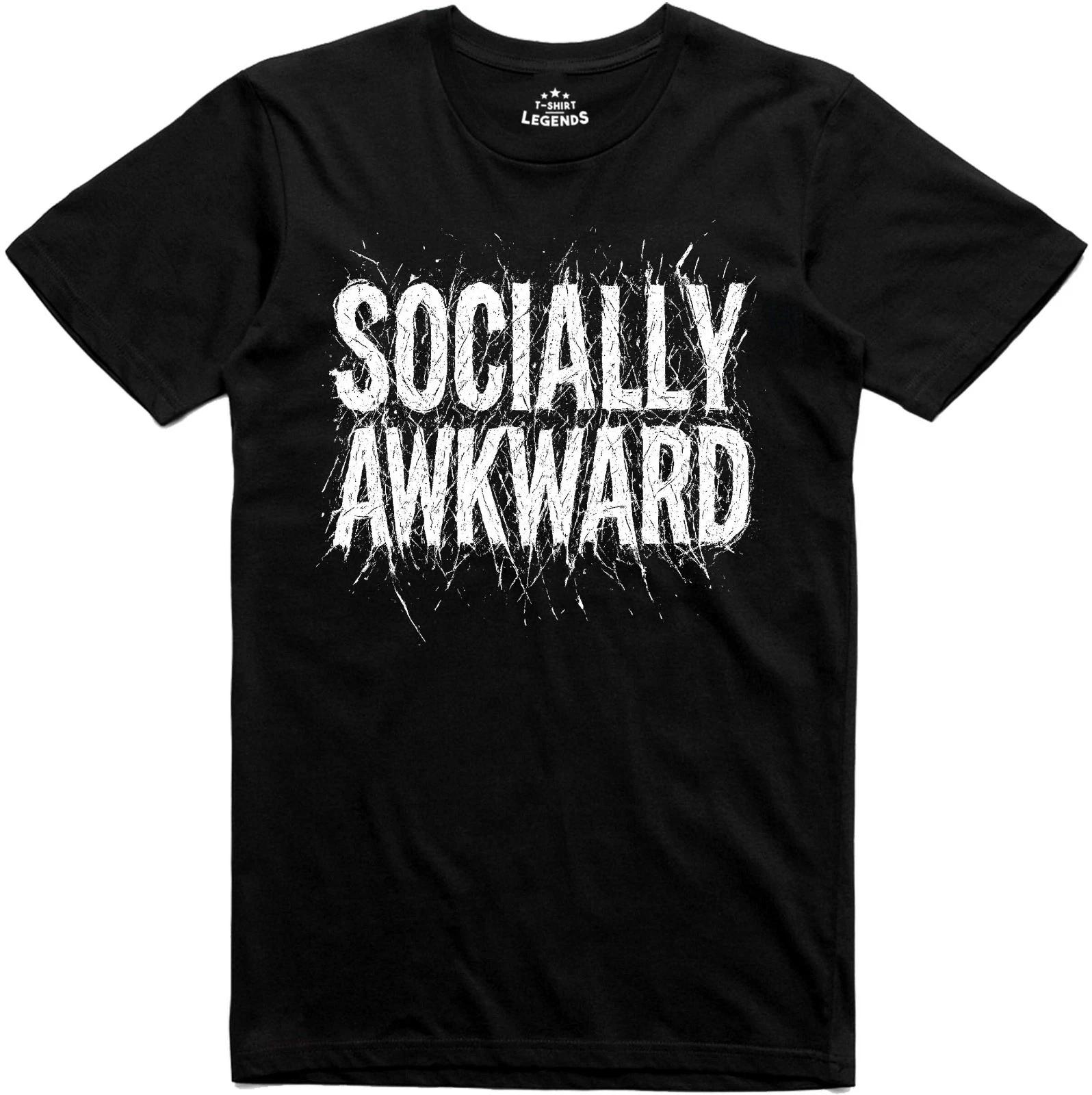 Socially Awkward Funny Nerd Geek Mens Loose Fit Cotton T-Shirt L