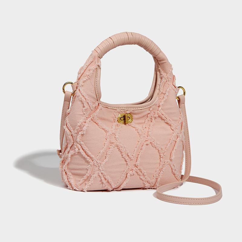 

Сумка TB поколение новая нишевая женская сумка кроссбоди ромбовидная парусиновая сумка на плечо сумка-ведро 20X8X17cm розовый