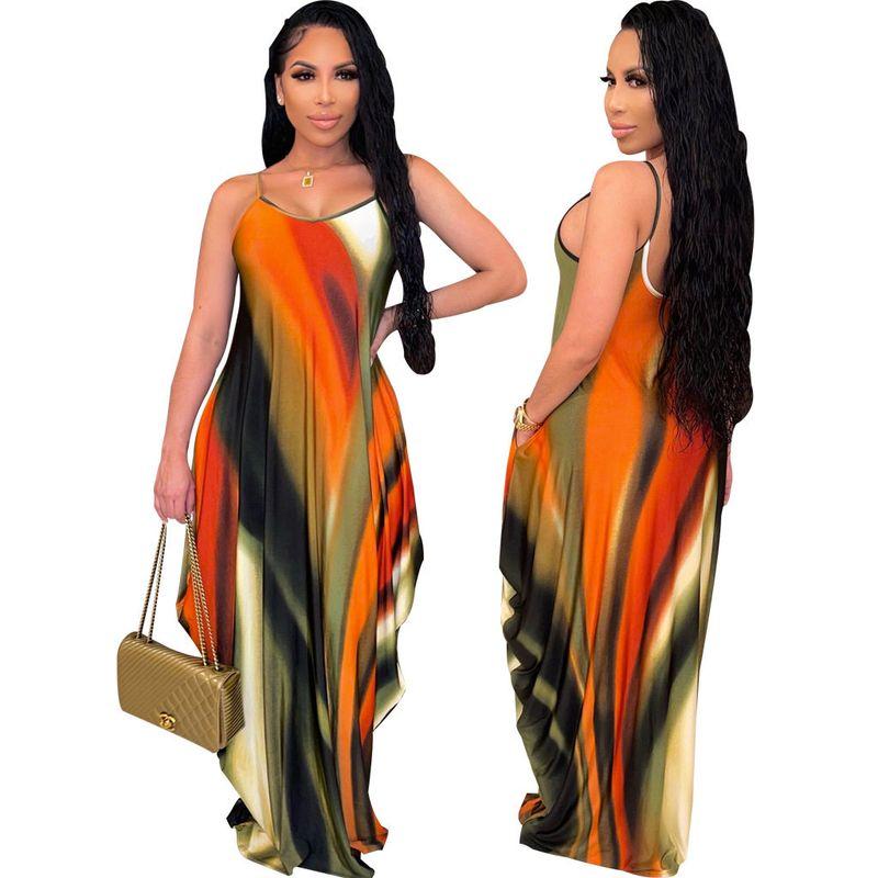 

Smr10832 Foreign Trade Amazon New European and American Casual Fashion Summer Loose Sleeveless V-Neck Suspender Dress Multi Color M