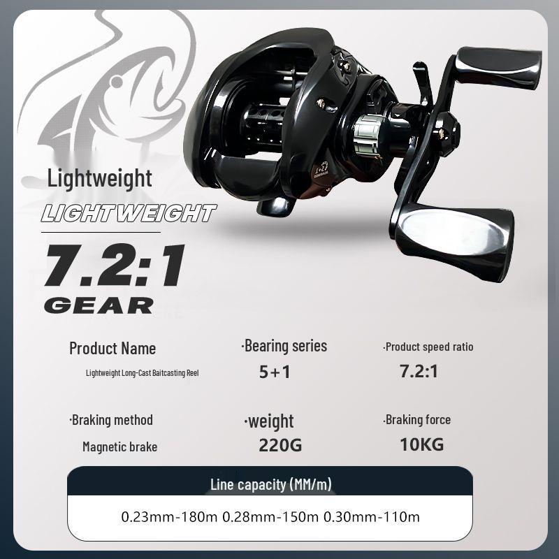Black Warrior Anti-Backlash Baitcasting Reel - Super Light, Long Cast, Magnetic Brake, Micro Lure, All-Purpose Metal Fishing Reel