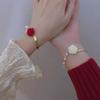Women Bracelet Rose Flower Charm Electroplating No Fading Bow Ornament Faux Pearl