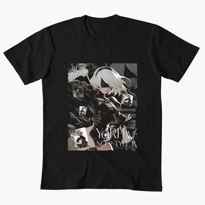 2B NieR Automata Yorh No. 2 Type B Anime T-shirt for Gamer 0607 Waifu Girl Cyber Punk Graphic C