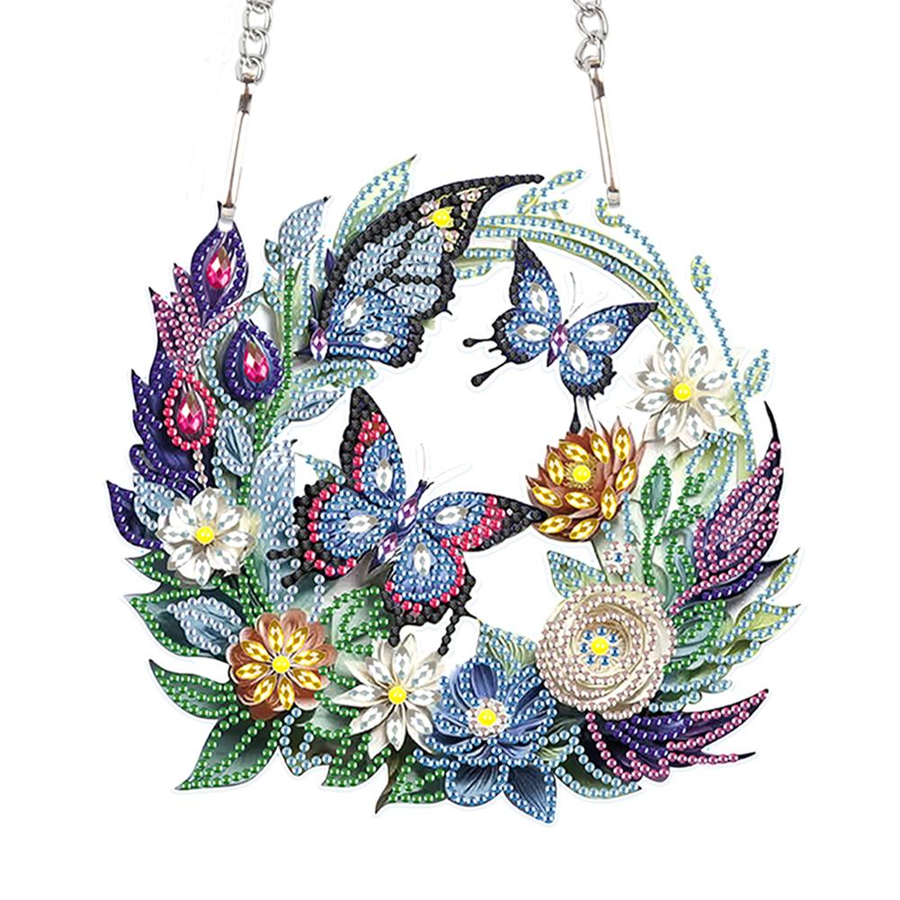 

5D Diamond Painting Hanging Wreath Crystal Painting Wreath Spot Drill Garland for Home Window Door Decor Gift Diamond Art