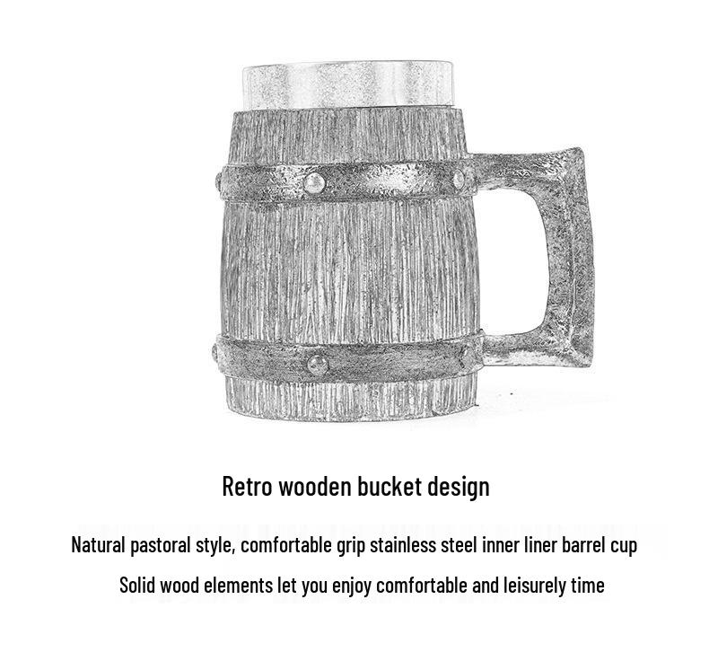 Cană de bere din lemn dintr-o singură bucată cu căptușeală din oțel inoxidabil 304 - Cana cu tematică anime