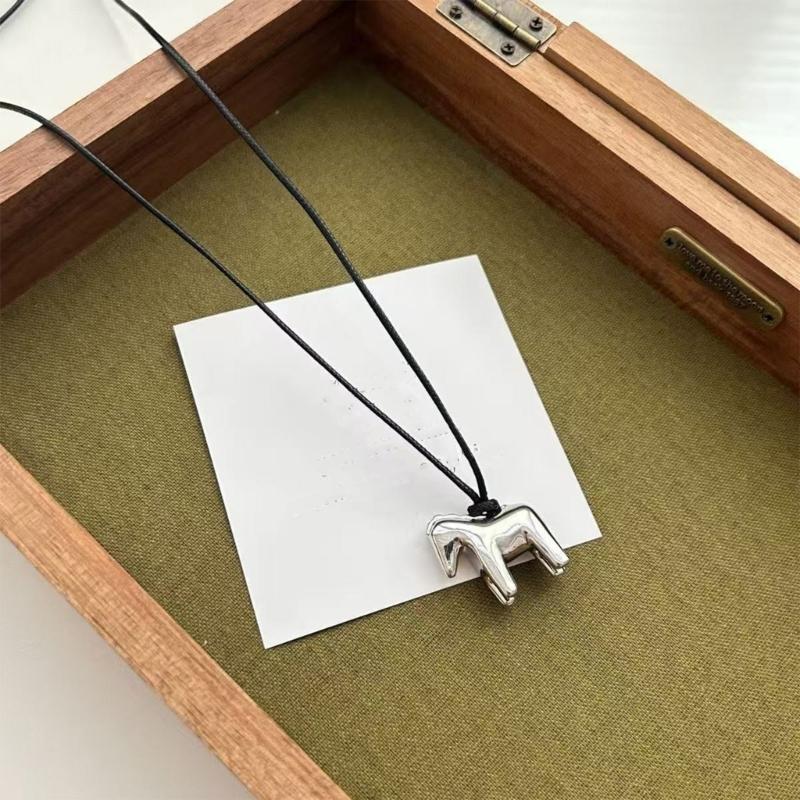 Soft Leather Cord Necklace Featuring Detailed Horse Charm Fashionable for Women