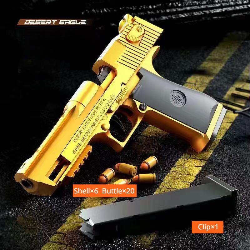 Mechanical Automatic Desert Eagle Toy Gun Shell Ejection Airsoft Pistol Soft Bullet Continuous Fire Weapon for Children Shooting