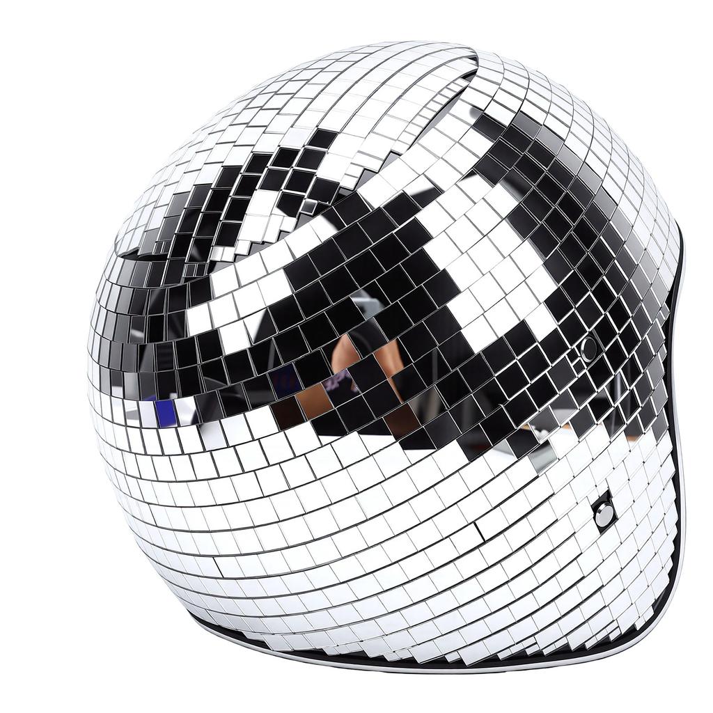 Casco de Disco con Visera Retráctil ABS Vidrio Reflectante Casco de Disfraz Punk para Fiesta de Bar Club Actuación en Escenario