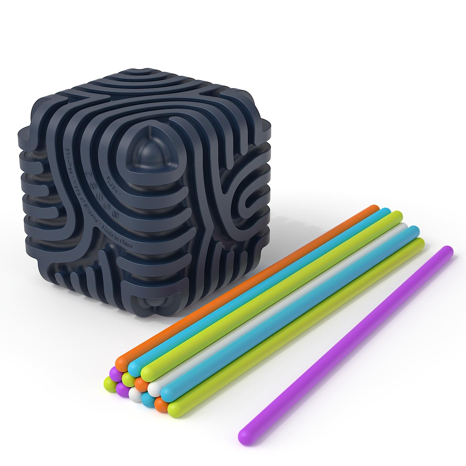 

Sensory Activity Board - Upgraded Square Stress Relief Board, Silicone Stress Relief Board for Kids and Adults, with Silicone Strips 1Pc【Blue】