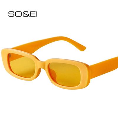 SO&EI Mode Kleine Rechteck Bunte Frauen Sonnenbrille Retro Candy Farbtöne UV400 Männer Quadratische Gelb Lila Sonnenbrille