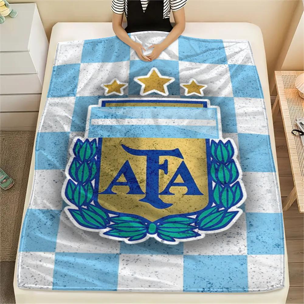 1PC Argentina national FC Print Flannel Blanket, High quality Comfortable for All Seasons, Home Decor, Warmth and Comfort, Perfect for Christmas Gifts