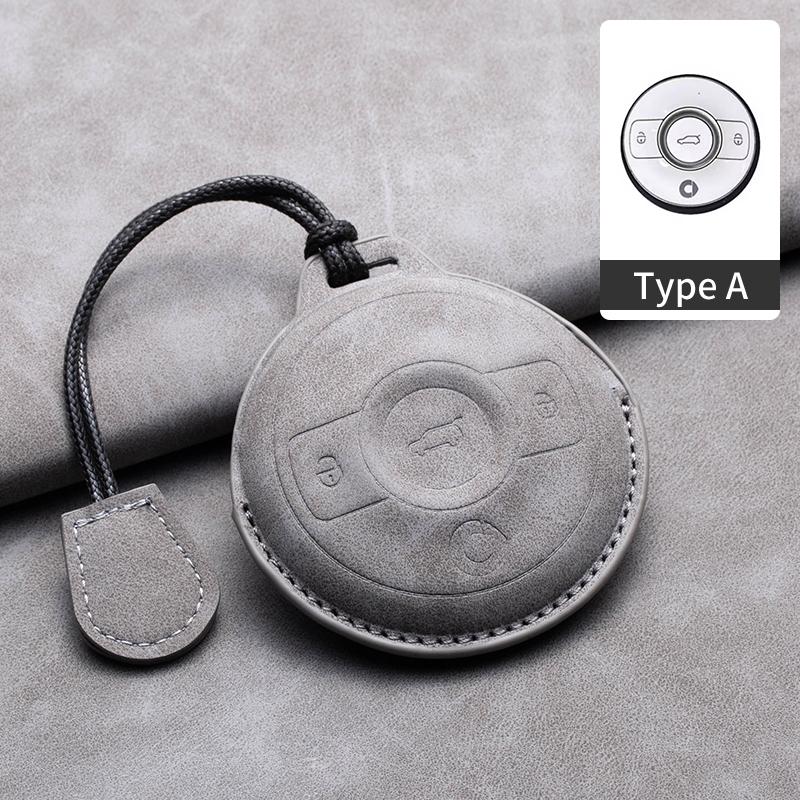 Sheepskin Car Key Case Cover For Mercedes Benz Smart Fortwo 1 BRABUS 1 Benz SMART 2022 2023 Protector Holder Shell Accessories