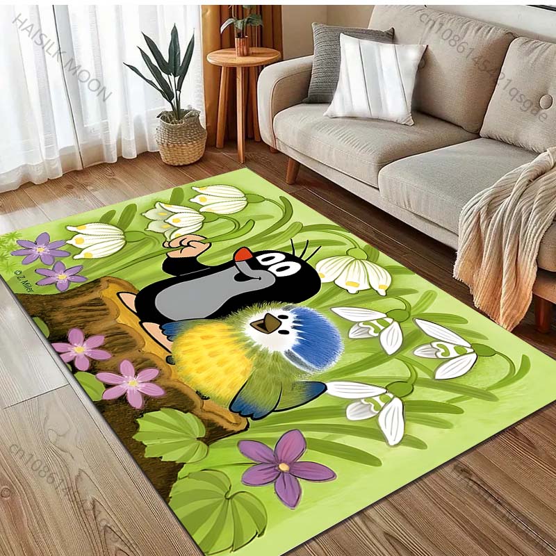 Alfombra de dibujos animados con estampado de Topito para Sala de Estar, Dormitorio, Sofá, Felpudo Decorativo, Alfombra de Área para Mesa de Sofá, Alfombrilla Antideslizante para el Suelo para Regalos