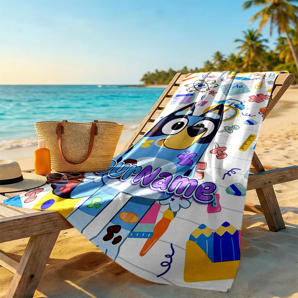 Bluey Customized Name Beach Towel High Absorbency & Quick-Dry Portable for SwimmingBeachCamping Travel Beach AccessoriesGym