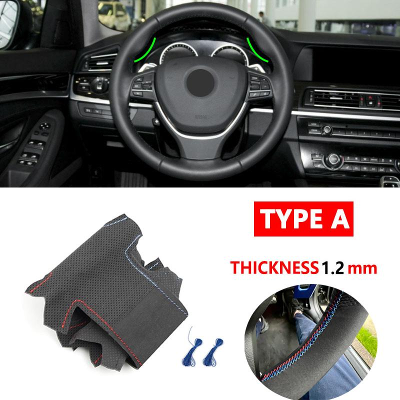 For BMW 5 6 7 Series F10 F07 F11 2009-2017 F12 F13 2011-2017 F01 F02 2008-2015 Car Inner Steering Wheel Cover Suede Leather Trim