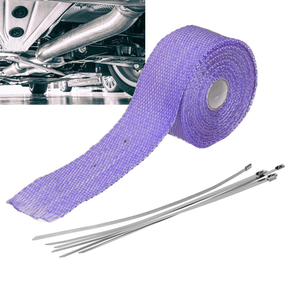 5m Exhaust Heat Wrap Insulation Tape Glass with Alloy Steel Tie for Car Motorcycle
