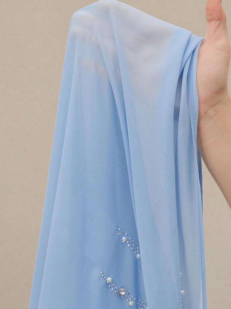 Luxury Beaded Chiffon Dress for Middle Eastern, European, & American Muslim Women