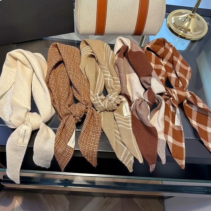 1Pc Acrylic cashmere-like Multi-functional Diamond Shaped Leisure Scarf Versatile Plaid Pattern Solid Color Shawl