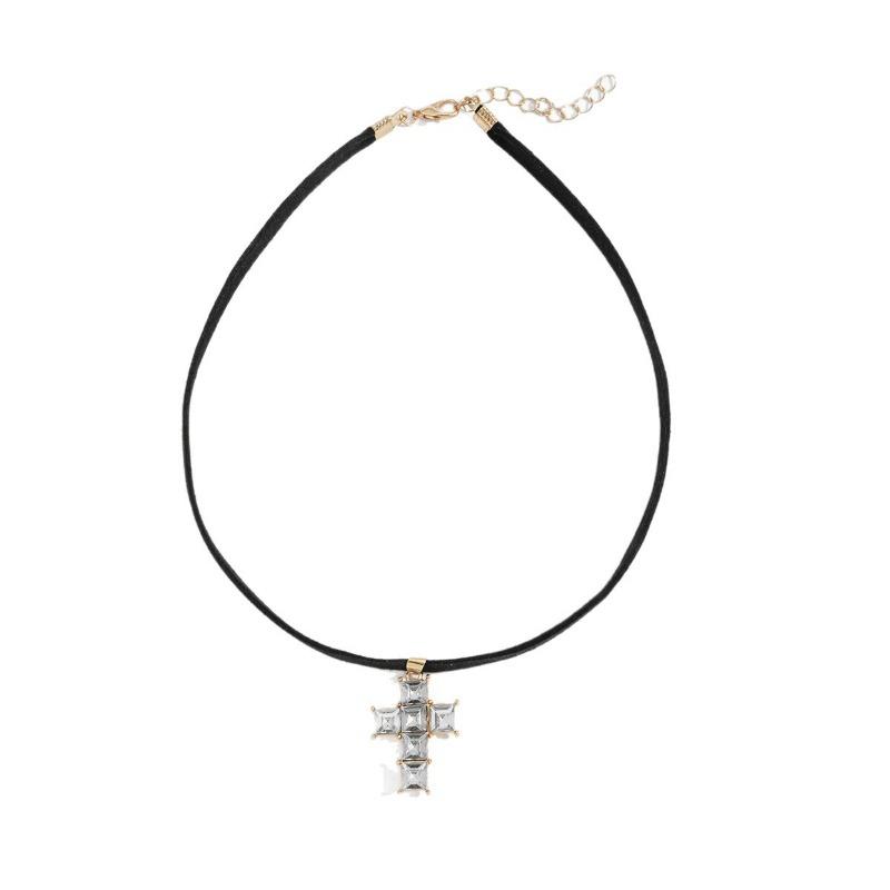 Dark wind cross necklace personalized hokr diamond necklace women's niche light luxury fashion collar