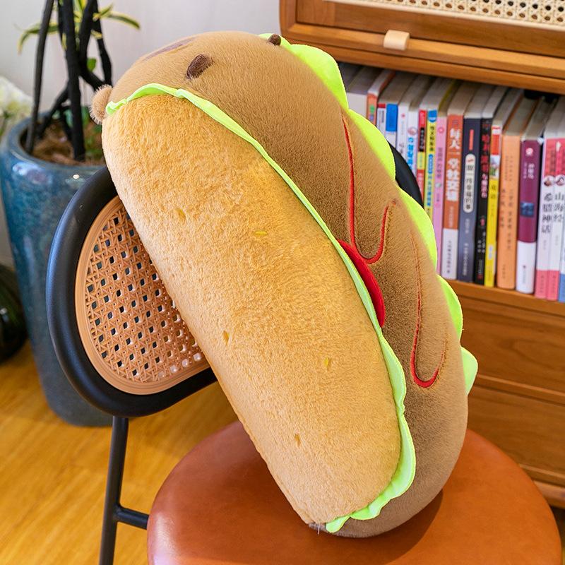 Internet Celebrity Hot Dog Capybara Throw Pillow Kapibara Throw Pillow Capybara Hot Dog Plush Doll Gift Office Bedroom Pillow