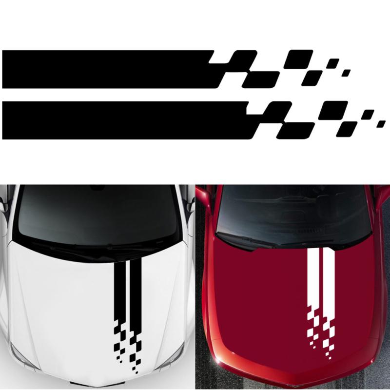 Car Hood Cover Sticker Self-adhesive Detachable Simple Plaid Decals Universal Style Modified