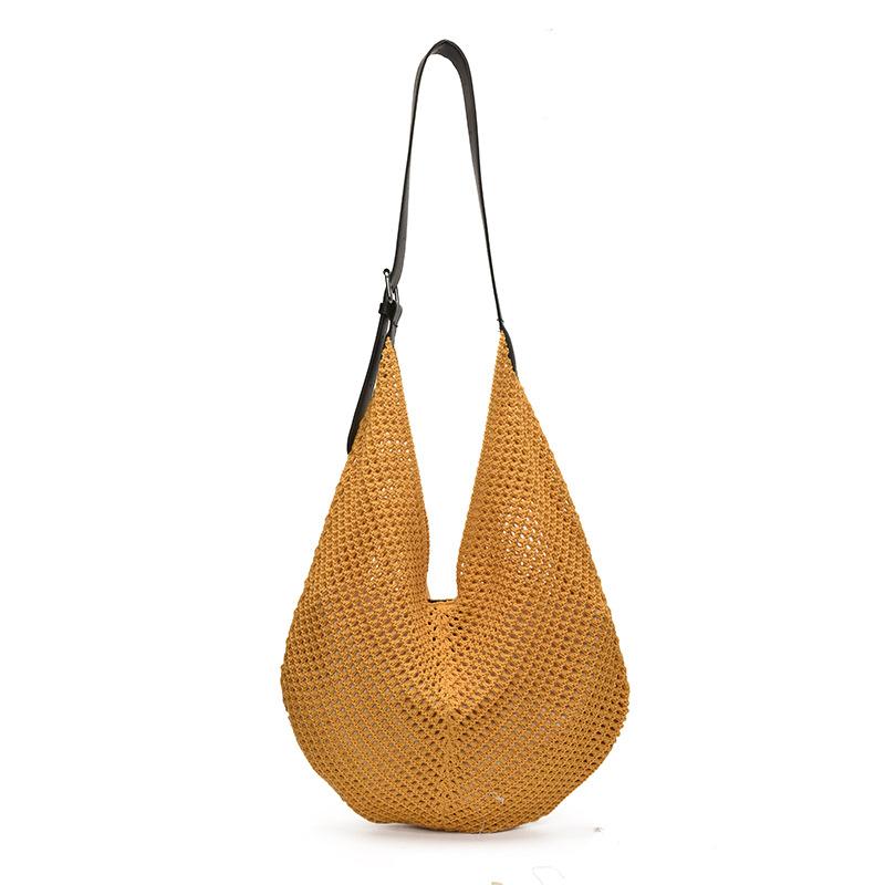 

Сумка Niche Hollow Splicing Woven Bag Casual Seaside Vacation Beach Shoulder Bag через подмышку жёлтый