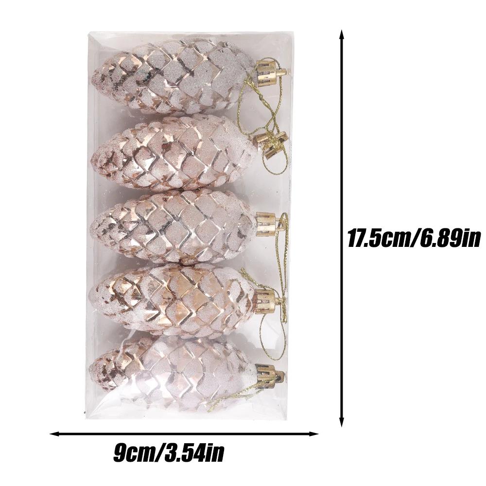 5Pcsbox Christmas Ball Ornaments Pine Nuts Ball Decor Christmas Tree Hanging Pendant Xmas New Year Party Garden Decor Supplies