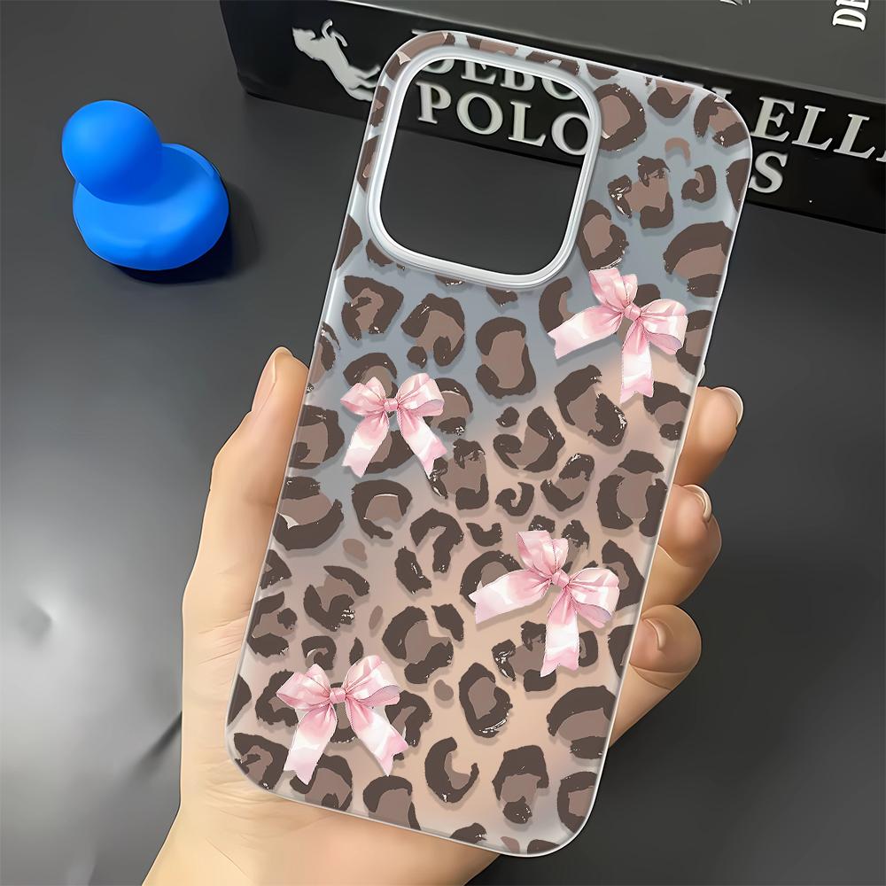 

Bow Leopard Print Pattern Phone Case For IPhone 17 Air 16 14 15 Pro Plus 13 12 11 Pro Max Shockproof Silicone Cover Fundas iphone 11