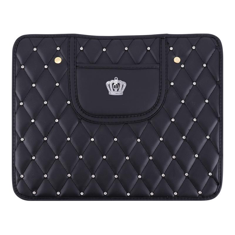 Rhinestones Leather Car Seat Back Cover Protector Crystal Auto Anti-kick Pad Wear-proof Mat Anti-Dirty Mat For Children