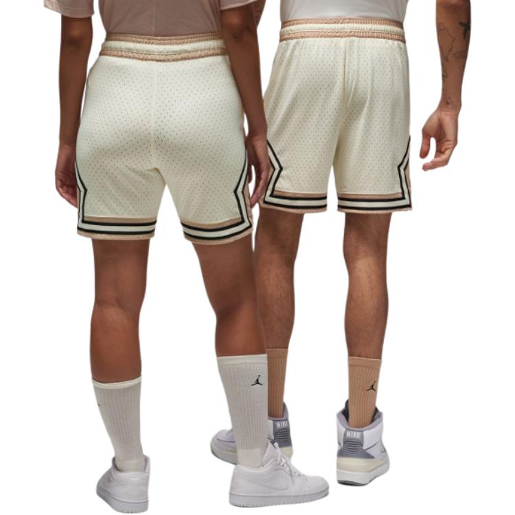 Jordan Gestreept Casual Korte Broek voor Mannen, Middelhoge Taille, met Trekkoord, Rechte Pijp, Beige DX1488-113
