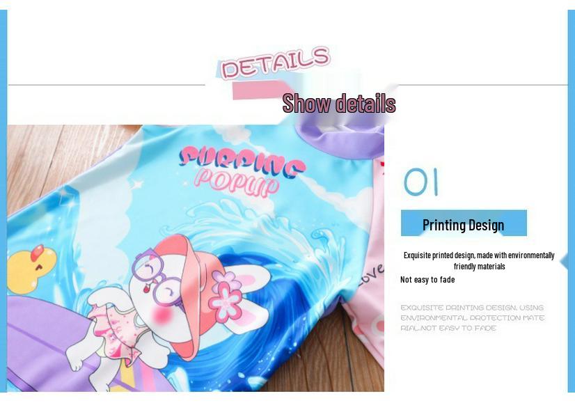 Kids' Cartoon Rabbit Sun Protection Swimsuit - 2-Piece Set for All Sizes