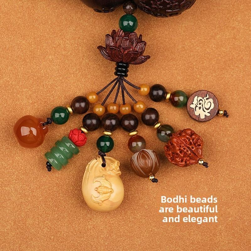Style Wooden Car Hanging Pendant With Fortune Motifs For Peaceful Road Travel