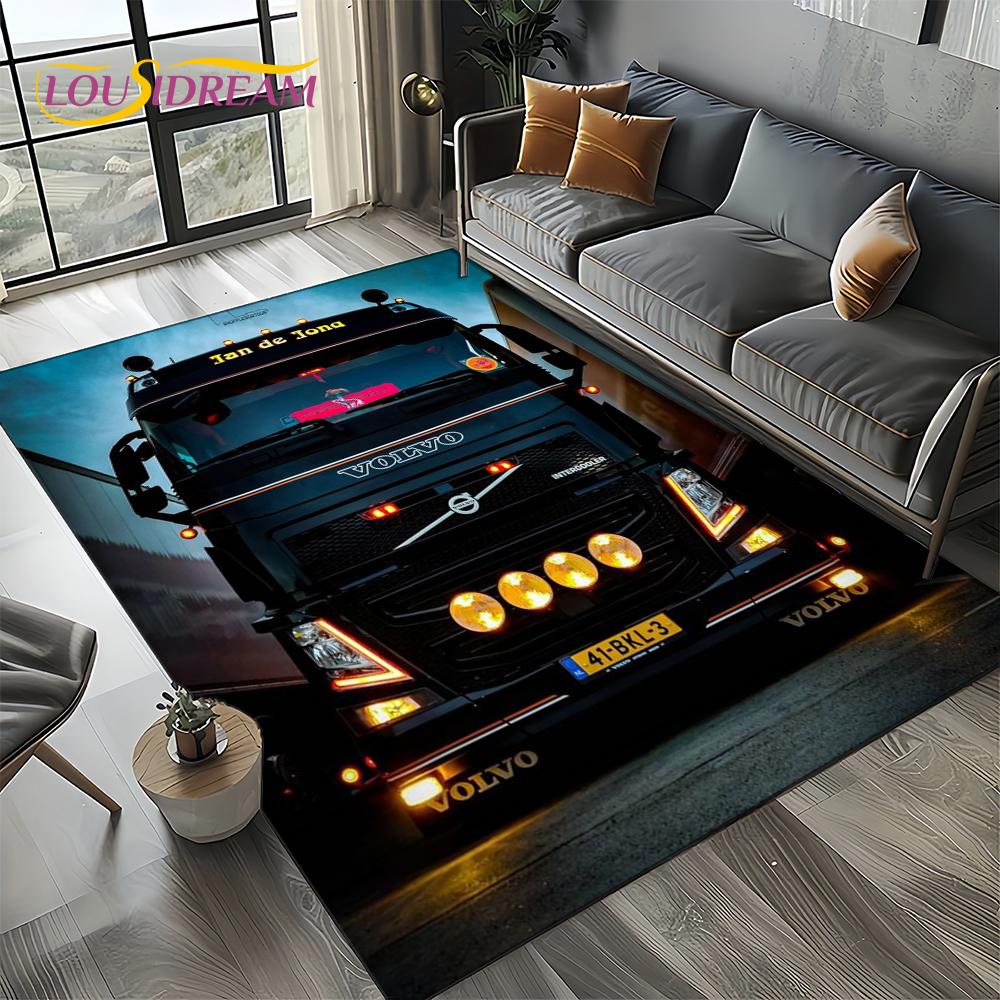 3D Print Volvo Truck Lorry Motorcycle Carpet Rug for Living Room Bedroom Home Sofa Decoration,kids Area Rug Non-slip Floor Mat