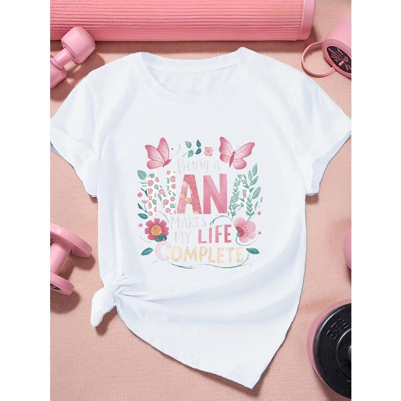 

European Size Nana Butterflies Women S Plus Size Sports Short Sleeve T-Shirt M білий