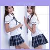 Women's Sexy Lingerie School Girl Uniform Cosplay Costume With Stylish Turn-down Collar And Pleated Skirt